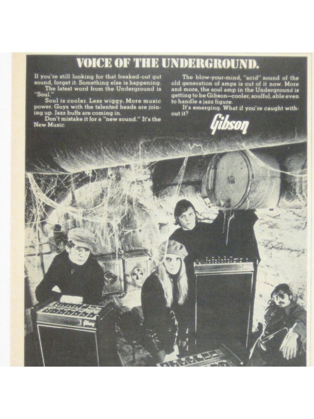 Vintage 1969 Gibson Amplifiers Advertisement Voice Of The Underground Music Gear